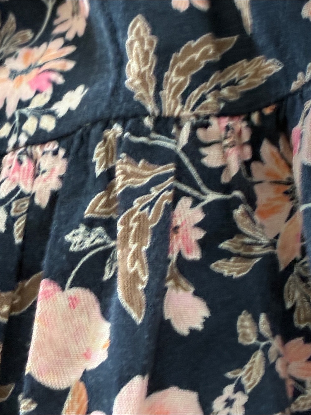 Old Navy Floral Maxi Dress Size Small Navy Pink Peach Boho Smocked Waist - Picture 6 of 9
